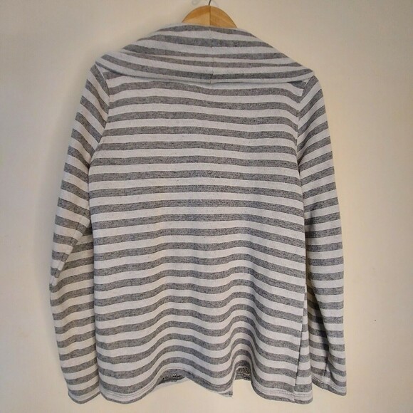 Maurices Sweater Gray Stripe Womens Large Cowl Neck Snap Button Versatile - Picture 10 of 12